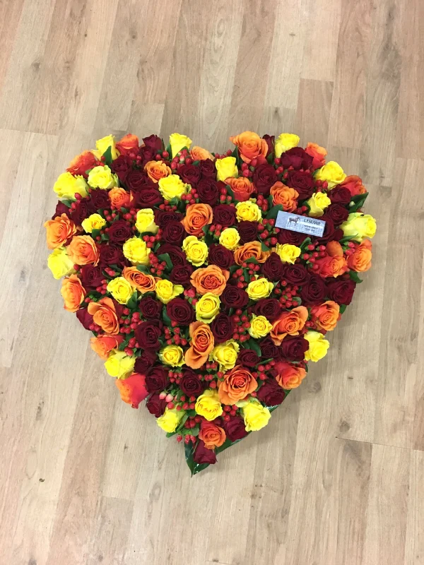 Coeur orangé et rouge deuil